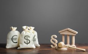 Bags,Of,Money,Near,The,Courthouse.,Litigation,On,Financial,Matters.