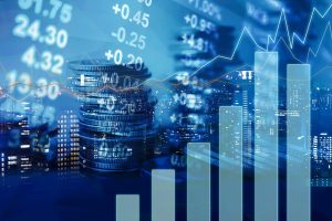 Double,Exposure,Of,City,,Graph,,Stock,Display,And,Money,For