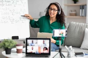 Videoconference,And,Training.,Class,Of,Diverse,Students,Learning,Remotely,Online